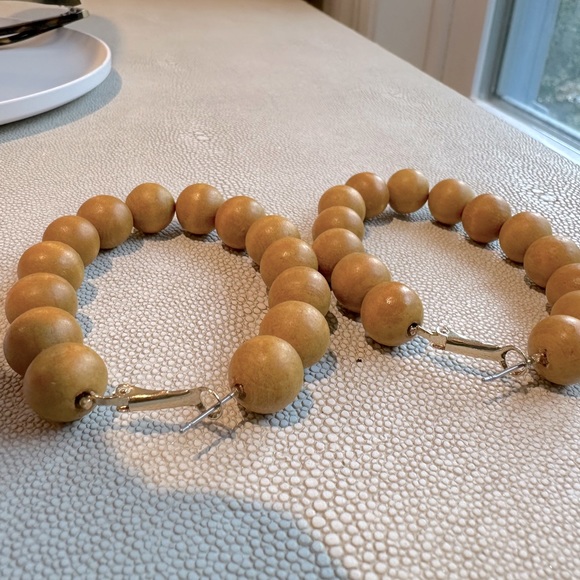 Mango Wood Bead Hoop Earrings - Picture 7 of 8